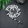 Collier pendentif croix en pierre naturelle, Croix en pierre d'œil de tigre et fer à bille chapelet collier pour homme