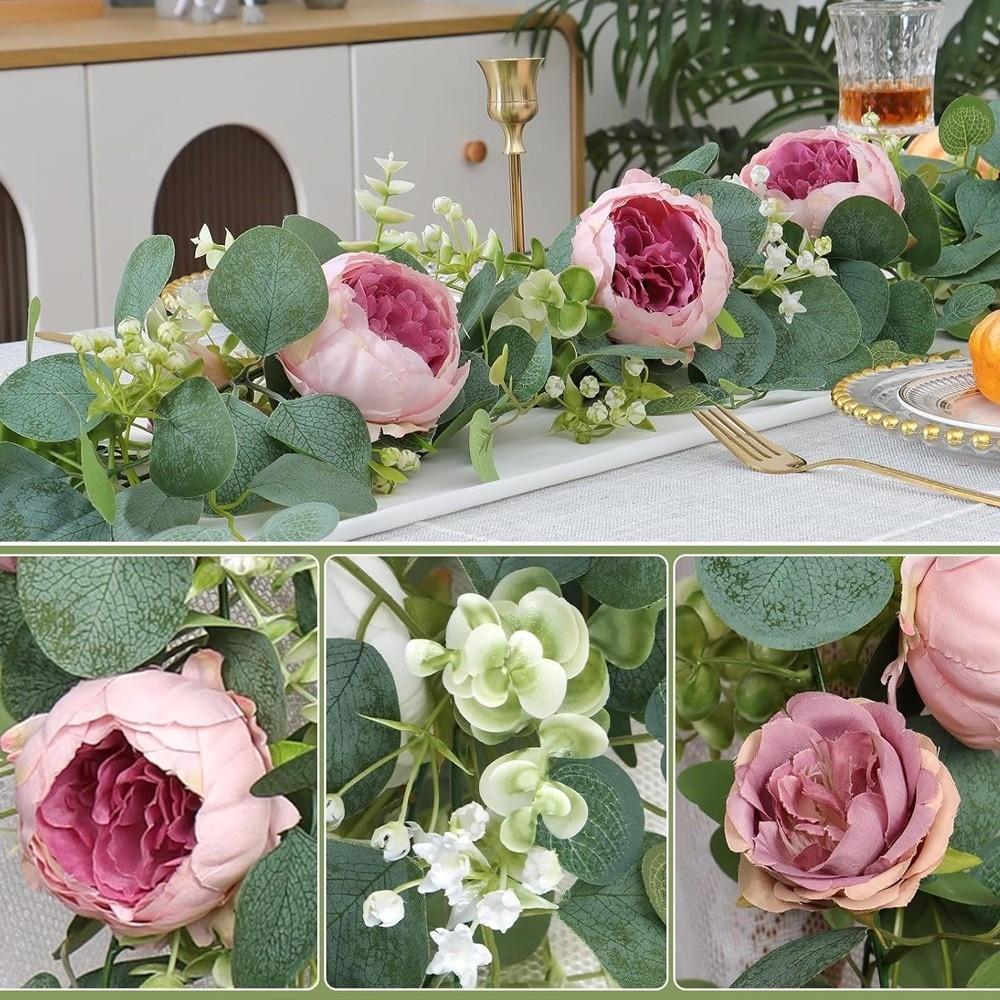 Langlebige Kunstseidenblumen Künstliche Pfingstrosen-Girlande Vielseitige Blumenkette Blumenkranz Simulierte Haustür-Girlande Heimdekoration