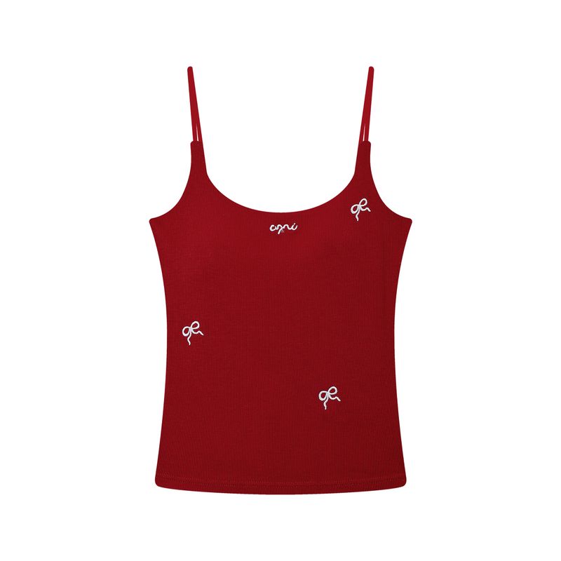 Kumikumi Pure Desire Style Bows Brushed Camisole Women's Autumn Retro with Chest Pad Short Inner Tops