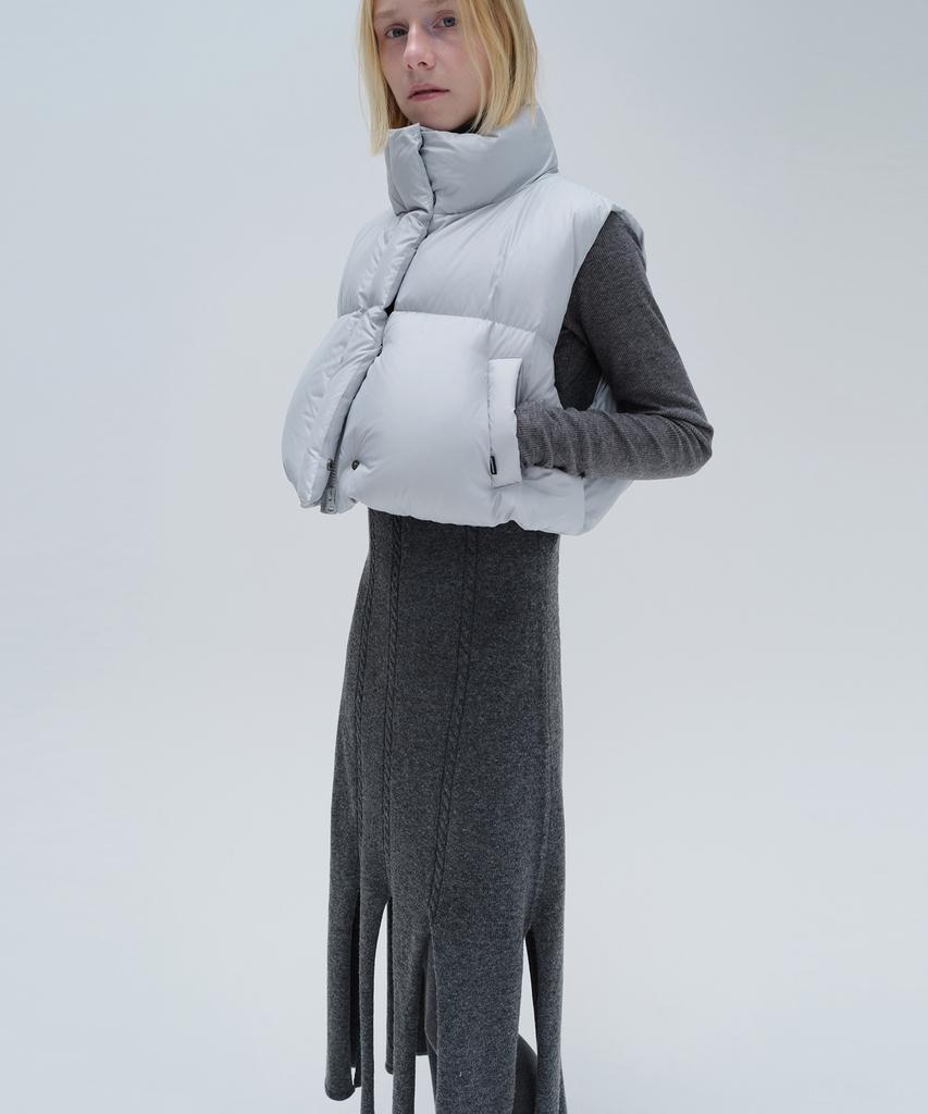 Daiaegeuneol Unbalance Slit Knit Dress (Charcoal)