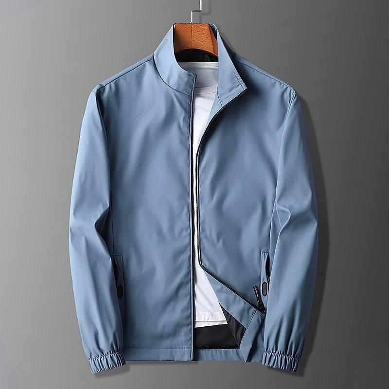 Stand Collar Casual Mens Jacket Long Sleeve Plus Size Fashion Outerwear Top