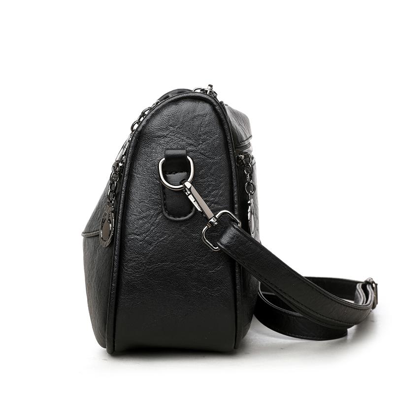 Middle-Aged Women's Bag Vintage Crossbody Bag Multi-Layer Soft Leather Shoulder Bag