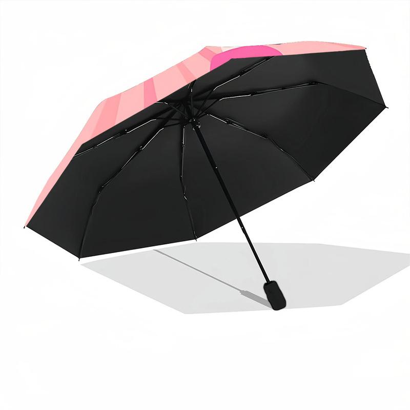 1pc Pink Hearts Pattern Automatic Folding Umbrella - 8-Rib Durable Iron Frame, Compact Portable for Daily Travel Yy251205053