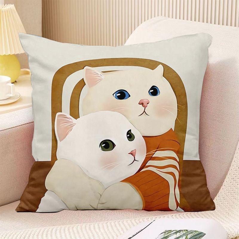 Bedroom Living Room Square Cushion Pillowcase Orange Simple Print Decorative Pillowcase