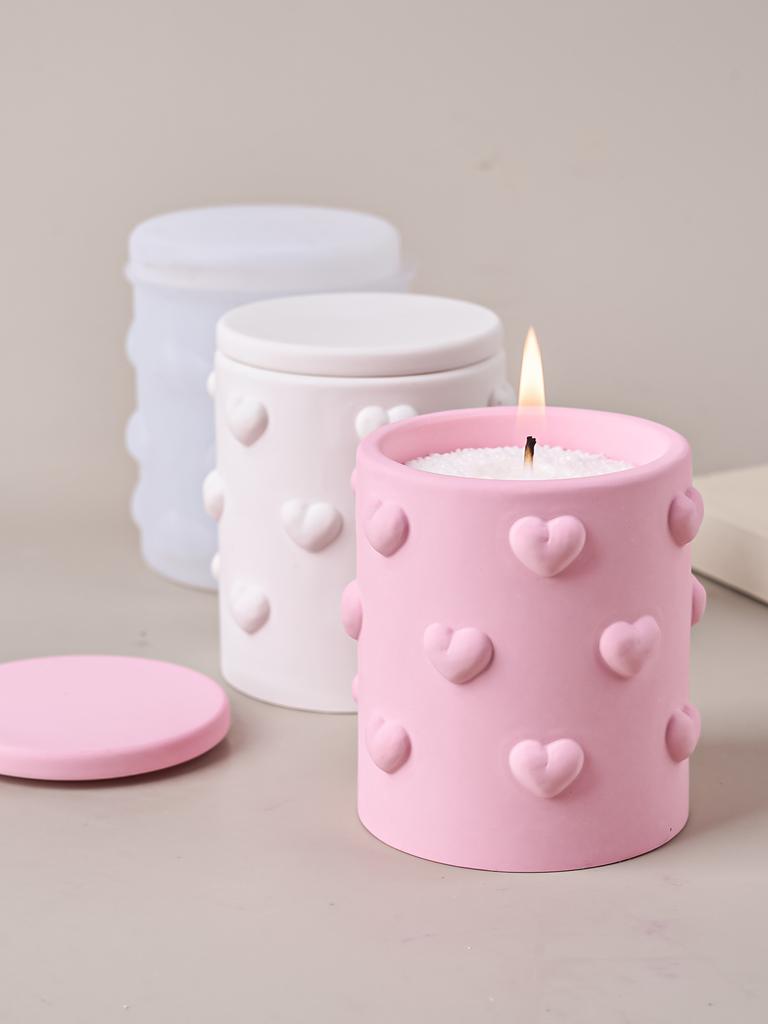 DIY Jewelry Storage Box With Lid Silicone Mold Handmade Heart Candle Cup Aroma Jar Gypsum Resin Molds Home Decor Craft Tools