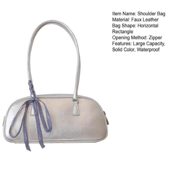 Women Single Shoulder Bag Faux Leather Waterproof Large Capacity Solid Color Casual Zipper Ladies Girls