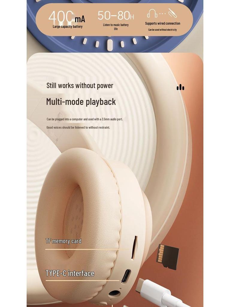 Bluetooth Over-Ear Wireless Headphones for Gaming and Music with Heavy Bass