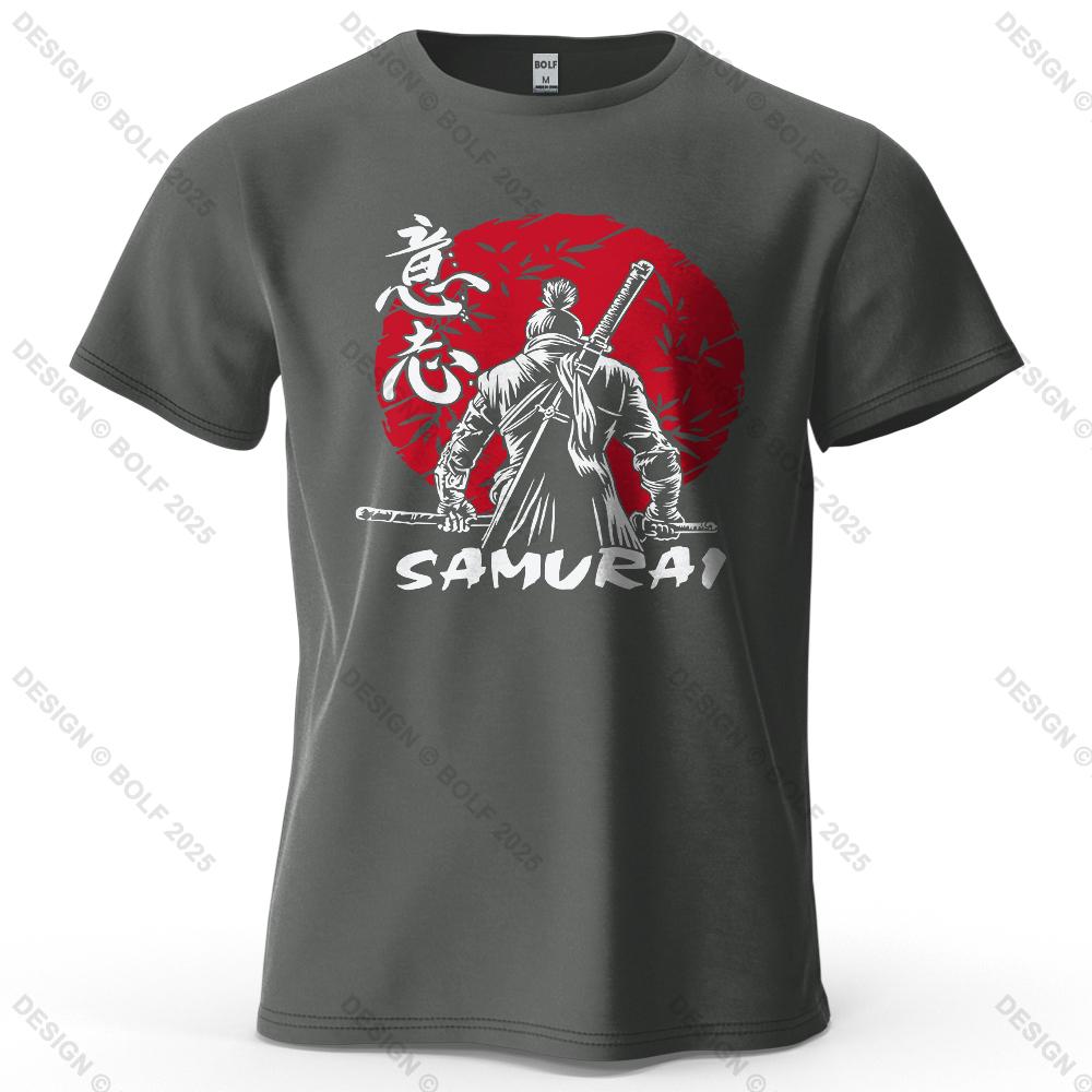 Samurai Will Vintage Printed Men's T-Shirt 100% Cotton Oversized Determined Graphic Tees for Women Tops Tees Casual Streetwear