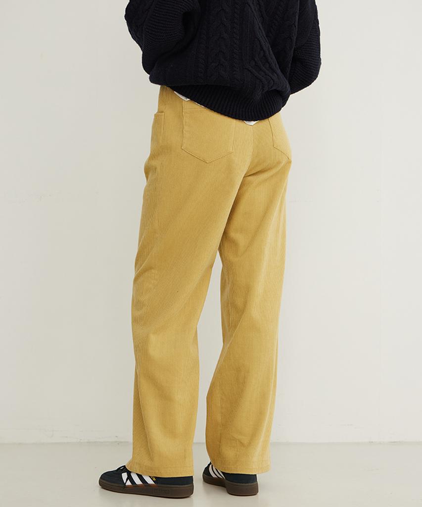 STEP AROUND Corduroy Flap Detail Wide Pants_Mustard
