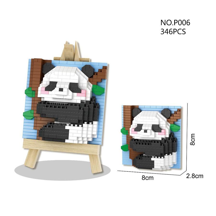 Ceative Panda Easel Building Block Toys Micro Blocks Education Kids Toys Tabletop Decoration Birthday New Year Gifts