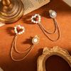 Light Luxury British Retro Love Pearl Double Chain Fringed Collar Pin Women'S Exquisite Brooch