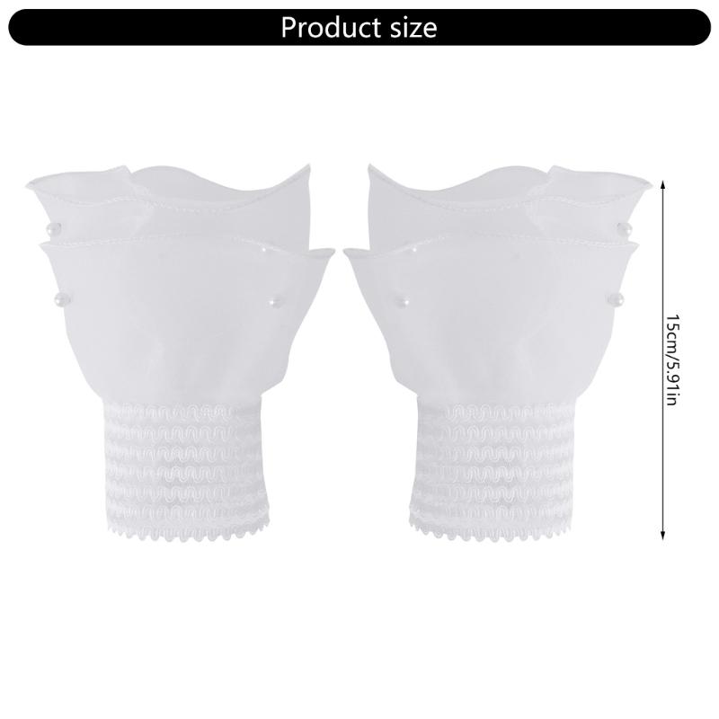 Elegant Lace Wrist Cuffs Breathable Mesh Gloves Pearls Beaded Layered Fake Sleeves For Women Fashion Sweater Accessories