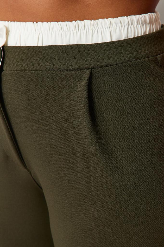 Women's Style Plus Size Gray Waist Detailed Knitted Trousers