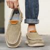Men Outdoor Canvas Shoes Blue Slip on Sneakers Driving Shoes Casual Khaki Wide Head Shoes for Farther Plus Size Lightweight