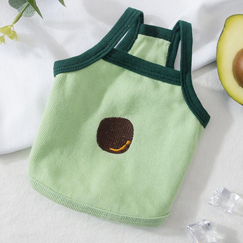 Dog Clothes Summer Thin Embroidered Avocado Sling Small and Medium Bigbear Puppy Cat Vest Pet Clothes