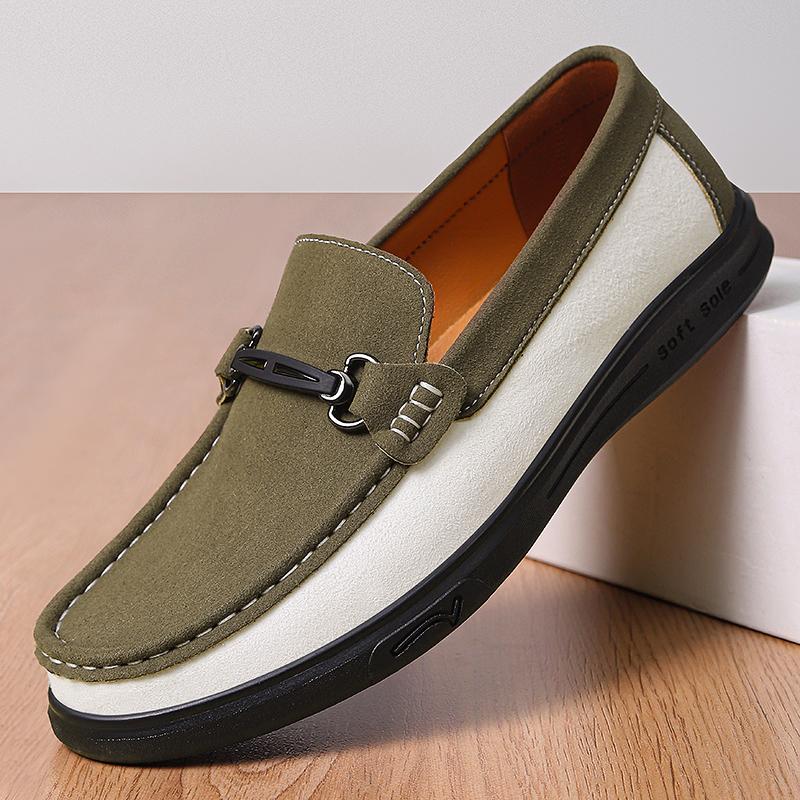 

Мода Модные Ручной работы Прошитые Лоферы Брендовые Городские Деловые Мужские Кожаные Туфли для Поездок Кожаные Замшевые Повседневные Кожаные Туфли 38 хаки