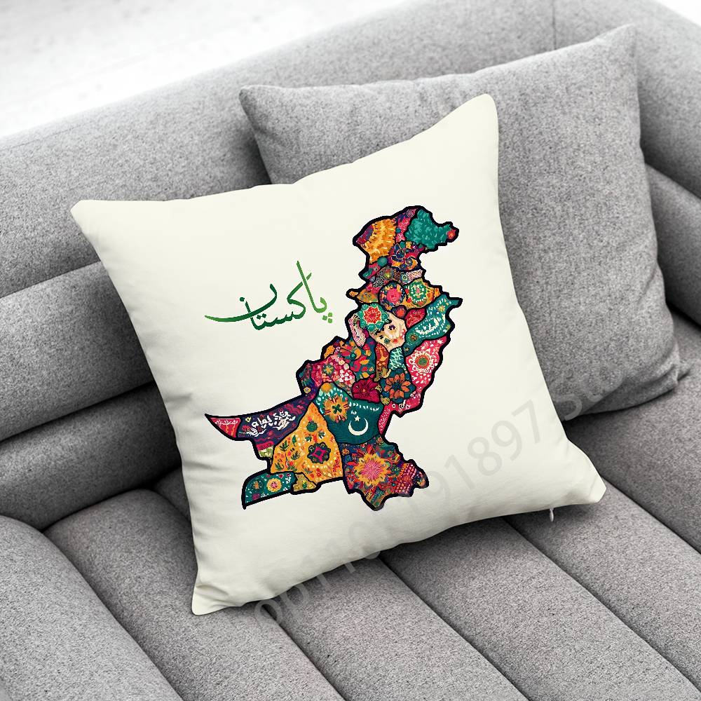Pakistan Passport Map Flag Throw Pillow Case For 30cm 40cm 45*45cm 50cm 55cm Square Sofa Pillowcase Shell