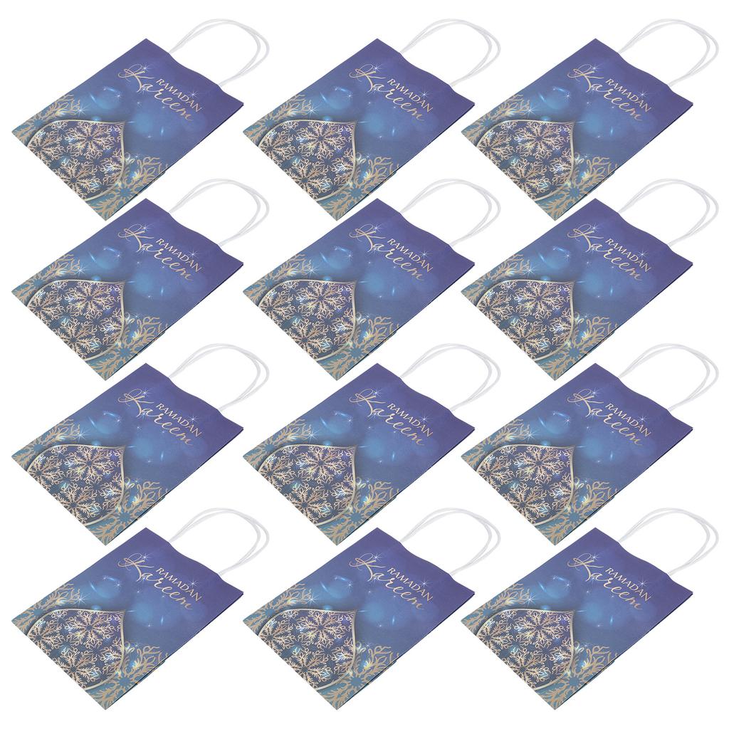12Pcs Ramadan Gift Bag with Rope Handle Paper Packing Decorations Tote Craft SuppliesBlue