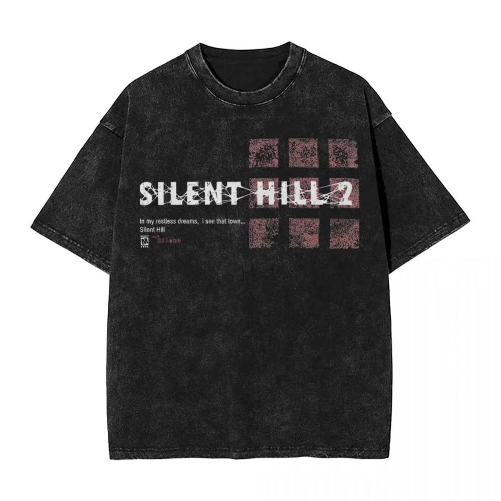 

Випрані футболки Жахи Silent Hill Ніч Небес Хіп-хоп Футболка Вуличний Вуличний одяг З коротким рукавом Футболки з принтом Чоловіки Жінки S