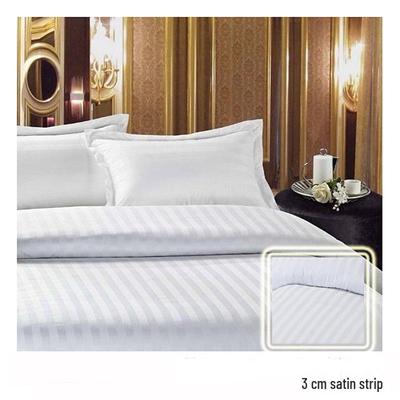 Spot Hotel Sateenstreifen 100% Baumwolle 4-teiliges Bettwäscheset: Bettbezug, Bettlaken, Kissenbezug - Luxuriöse Bettwäsche in Hotelqualität