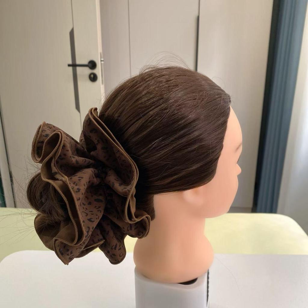 Leopardenmuster Satin Colorblock Scrunchie Stirnband für vielseitige Dutt-Frisuren