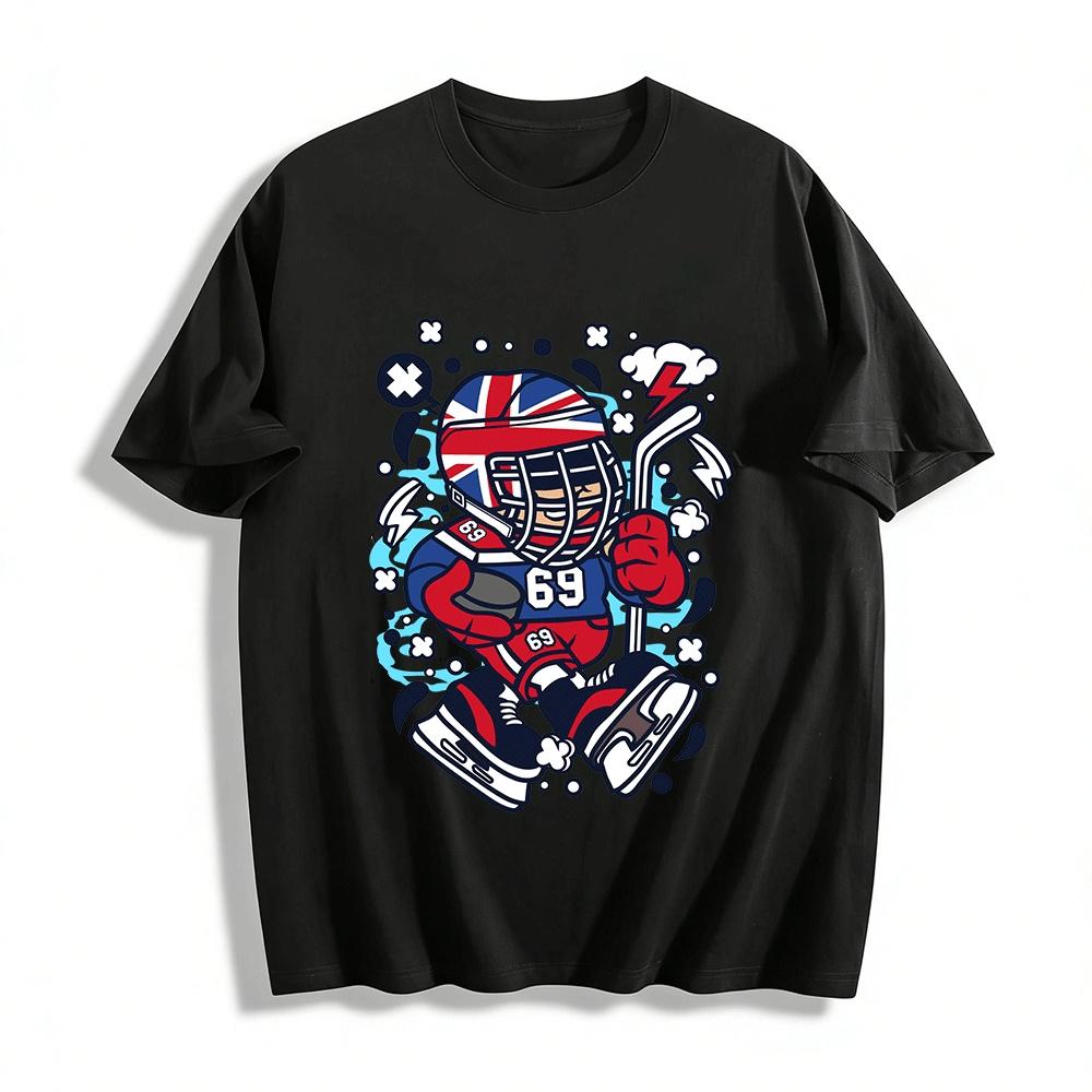 

Union Jack No.69 Ice Hockey Graphic Casual Top Pure cotton T-shirt XXS