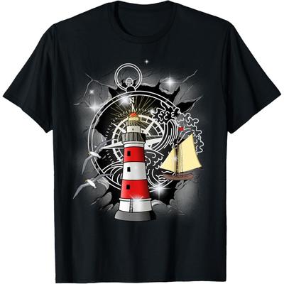 Maritime Lighthouses Seagulls Wind Rose Boat Compass Sailing Seagull T-Shirt