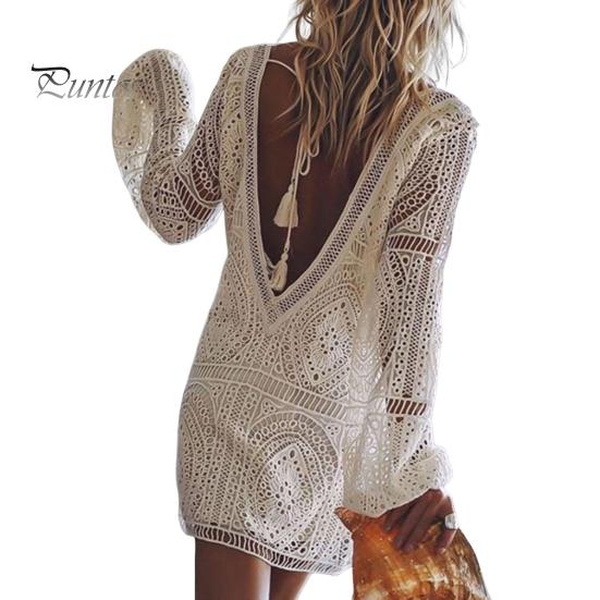 

Женское праздничное платье с V-образной спиной и открытой спиной, бикини, накидка, свободное платье с длинными рукавами и кисточками с глубоким вырезом и V-образным вырезом, женское праздничное мини-платье 2XL белый