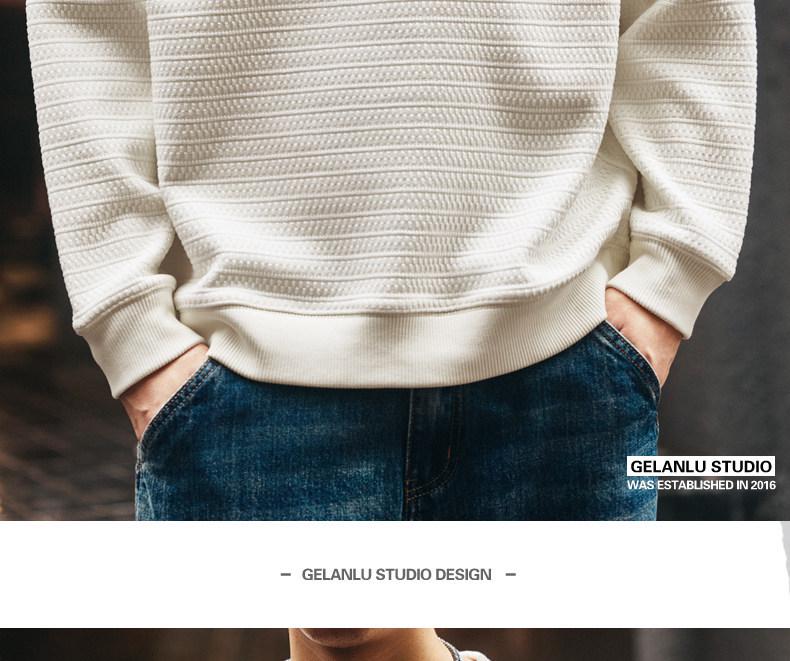 Moletom Americano Leve de Luxo Masculino Ge Lan Lu - Tendência Outono/Inverno, Com Pelúcia, Manga Longa, Caimento Solto Casual