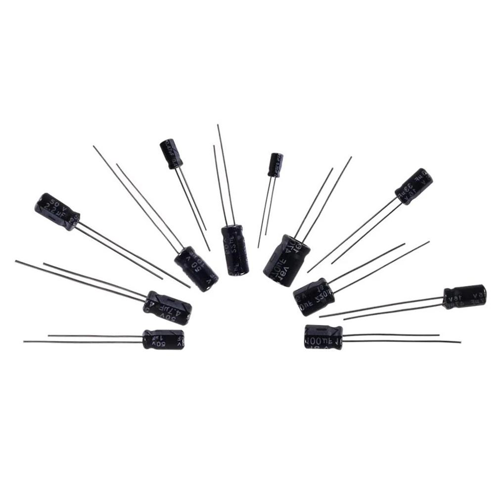 500Pcs 24 Values 16-50V 0.1-1000uF Electrolytic Capacitor Assortment Kit Metal Electrolytic Capacitors Low Voltage Capacitor Kit