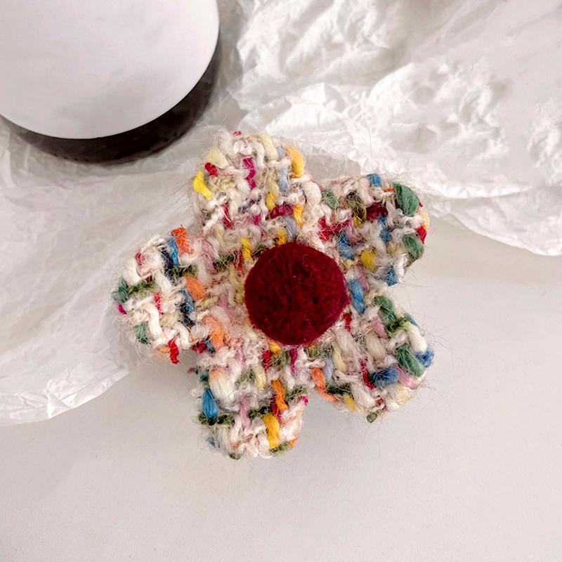 Flower Hair Clip Hair Accessories Woolen Hair Clip Ponytail Cartoon Hair Clip Sweet Felt Gripper Updo