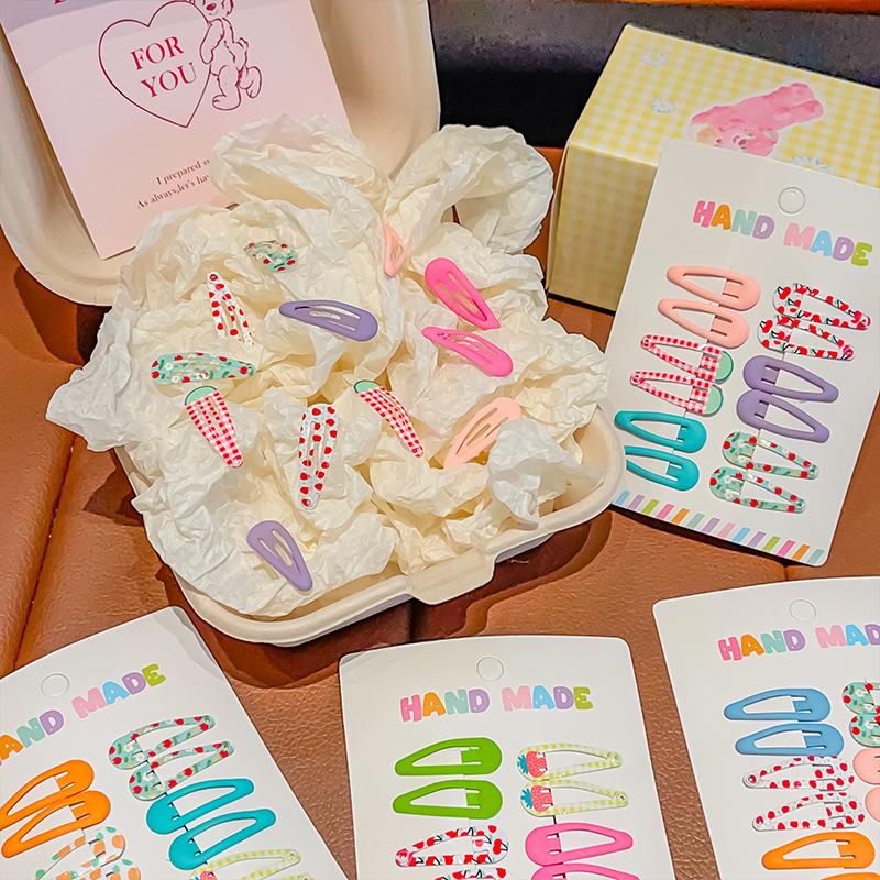 6/12pcs Children Sweet Cute Colorful Water Drop Hair Side Clips Baby Girls Sweet Alloy Barrettes Hairpins Kids Hair Accessories