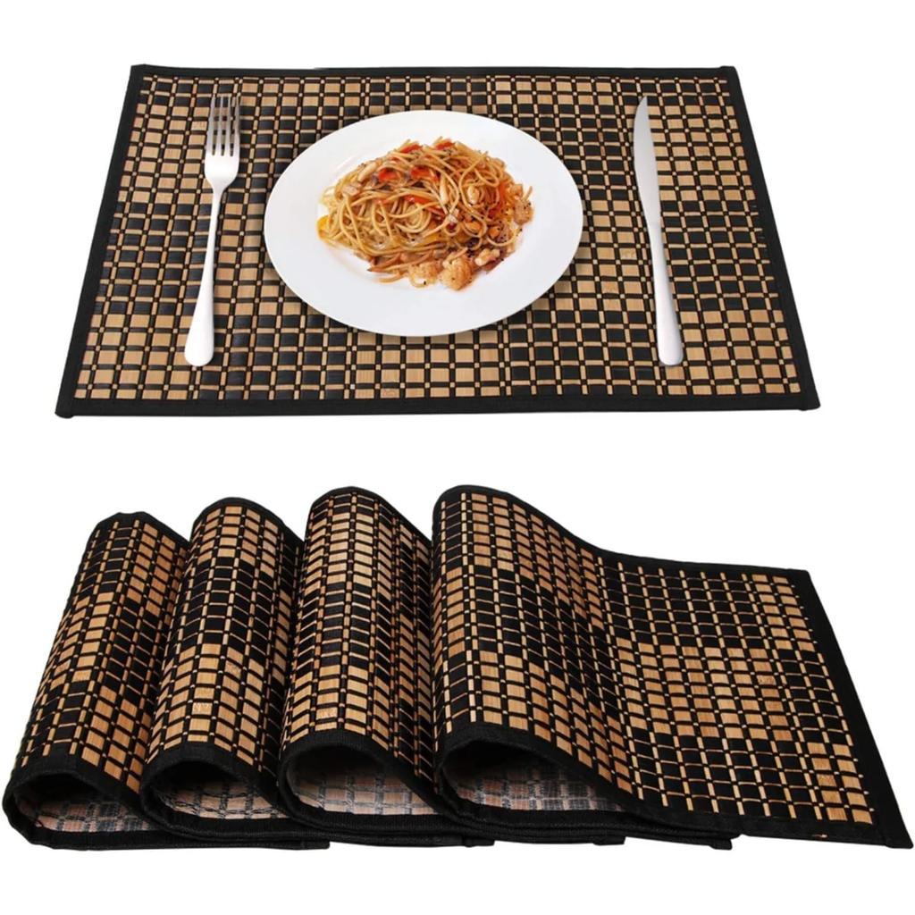 Bamboo Placemats for Dining Table,Placemats Set of 4,Stain-Resistant,Heat-Resistant Durable Sturdy Dining Place Mats for Kitchen