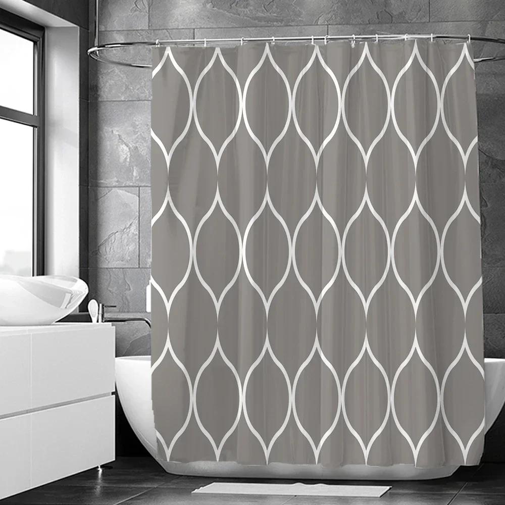 

Black And White Geometric Pattern Shower Curtains Waterproof Fabric Bathroom Curtain With Hooks Toilet Bath Screen W60H190(CM)-1 Pcs