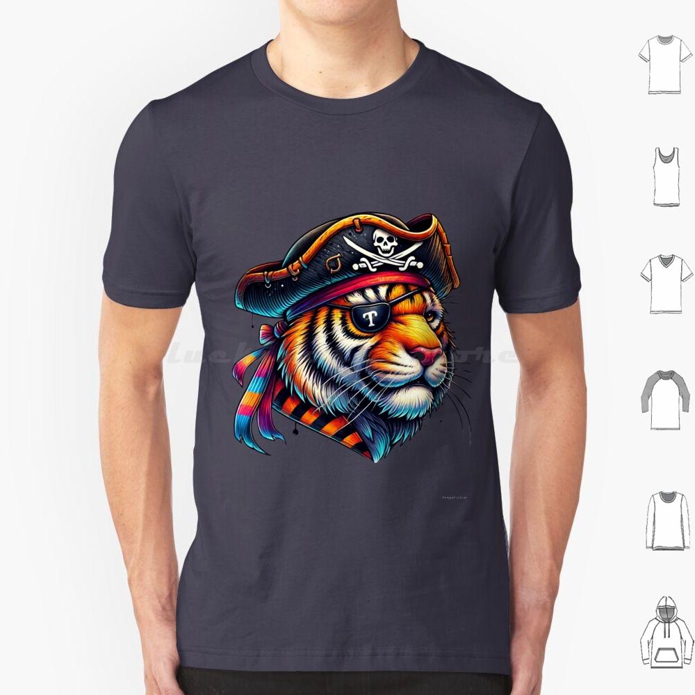 The Legendary Pirate TigerKing Of The Wild Oceans T Shirt Cotton Men Women DIY Print Pirate Tiger Animal Art Colorful