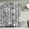 Modern Floral Shower Curtain Set Black White Abstract Design For Bathroom Decor Bath Tub Coverings Decoration Accessories Home I