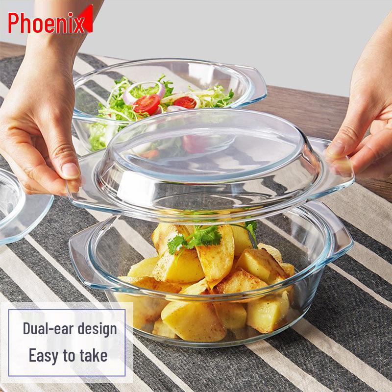 Phoenix Hitzebeständige Glasschüssel mit Deckel: Ideal für Suppen, Instant-Nudeln oder Salate.