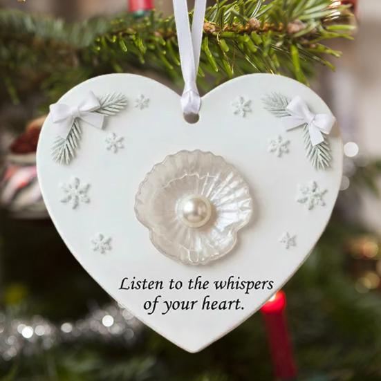 Heartfelt Inspirations Christmas Ornament Shell Reindeer Dragonfly Paw Feather Tulip Xmas Tree Hanging Heart Shape Decoration Holiday Party Pendant