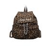 Schoolbag Drawstring College Student Schoolbag Trendy Cool Leopard Print Canvas Backpack Women's Autumn and Winter New Casual Large-capacity Travel 