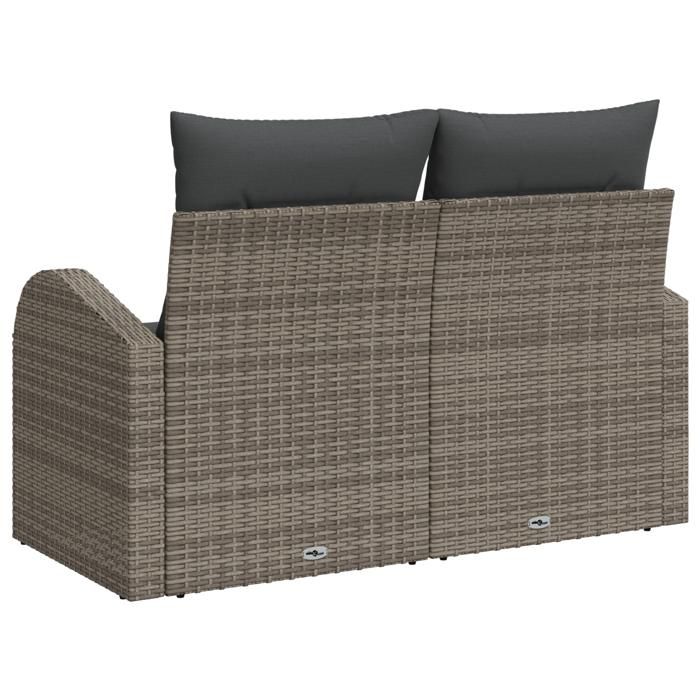 VidaXL Canapé de jardin 2 places avec rangement et coussins gris en poly rattan 42006744