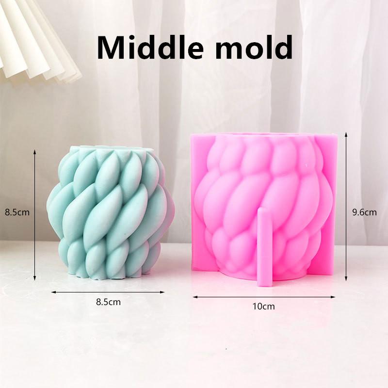 3D Pillar Swirl Candle Molds Wave Twirl Taper Spiral Silicone Mould Geometric Abstract Decorative Wavy Soy Wax Mold Clay Molds