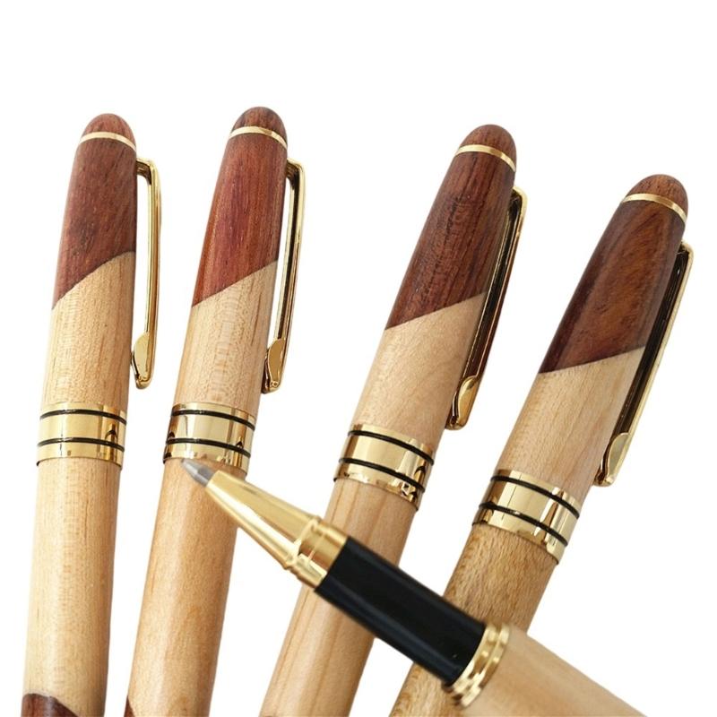 Wood Ballpoint Pen with Metal Pen Clip Business Roller Pen Office Singing Pen For Writing Note Taking Journaling