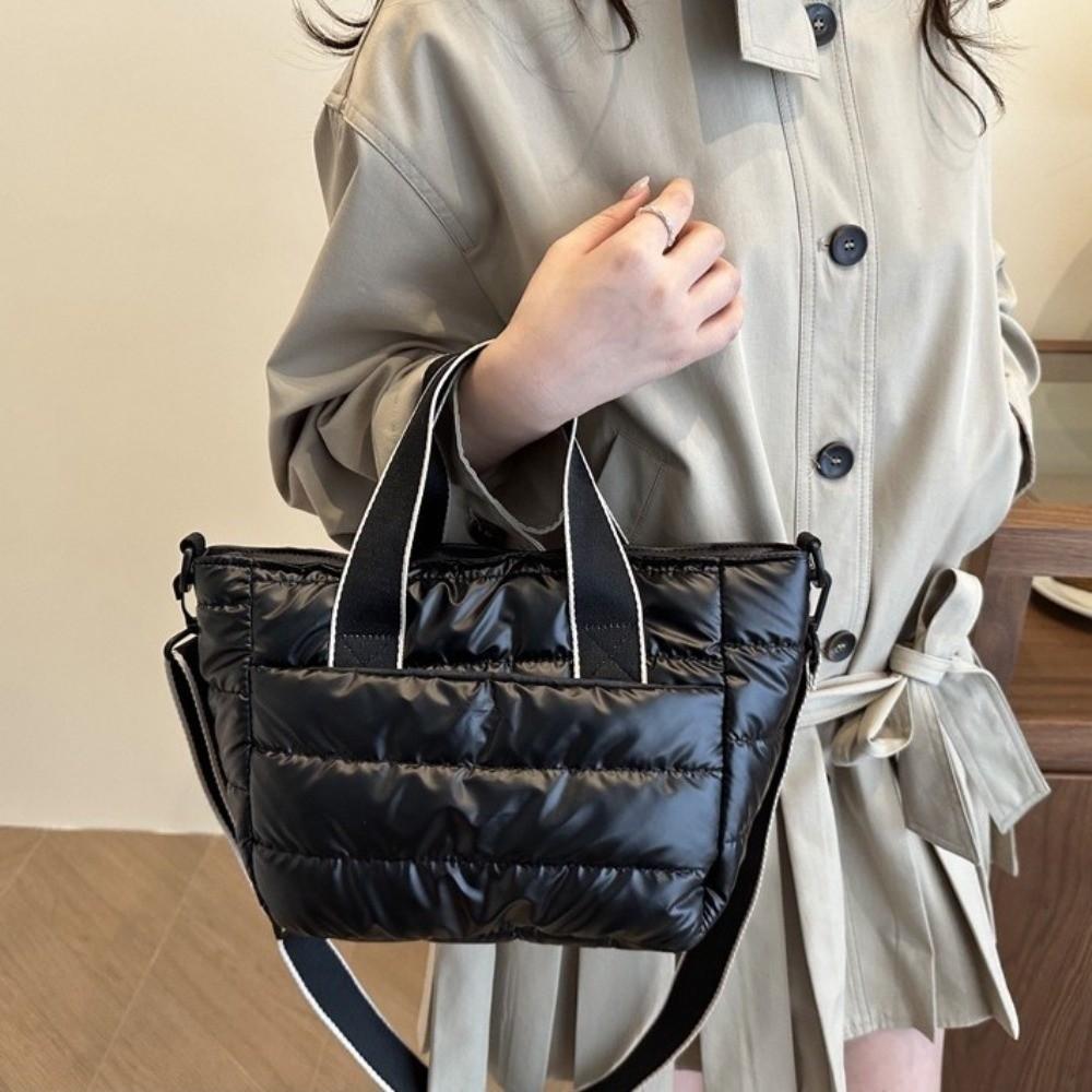 Large Capacity Puffer Tote Bag Space Cotton Multiple Pockets Lightweight Space Shoulder Bag Nylon Versatile