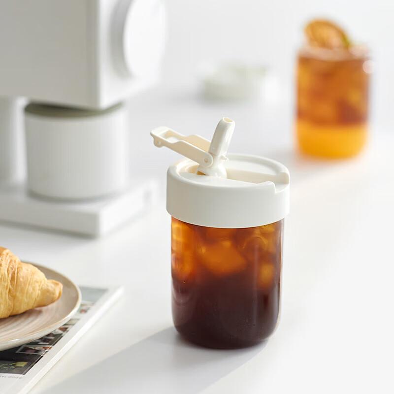 Ouleke 380ml Portable Glass Straw Sports Bottle