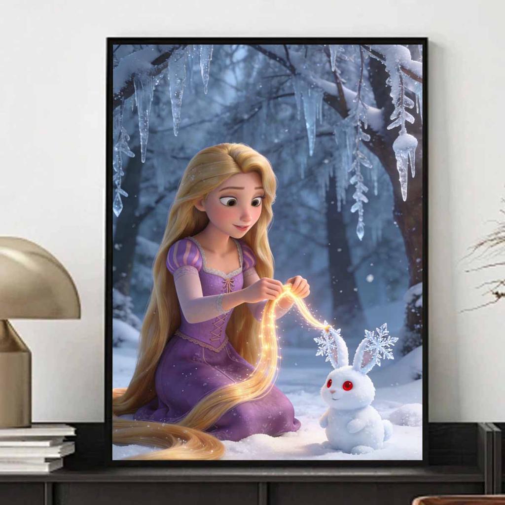 Disney Diamond Art Painting Kit Snow Winter Rapunzel 5D Diamond Painting Dot Art Home Wall Decor
