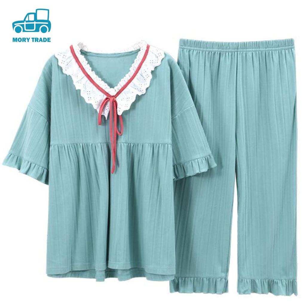 morytrade Fashionable Pajamas Summer Nightwear Lace Ribbon Cosplay (Green, XL)