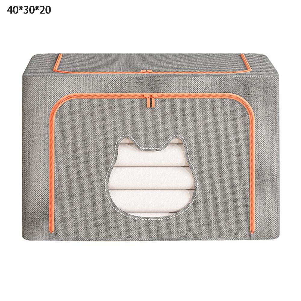 

24L 40 x 30 x 20CM Foldable Storage Box with Cat Ear Window Cationic Fabric Steel Frame Organizer
