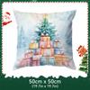 Watercolor Christmas Tree Illustration Pillowcase Bedroom Cushion Cover 100% Polyester Living Room Cushion Pillowcase Home Decor