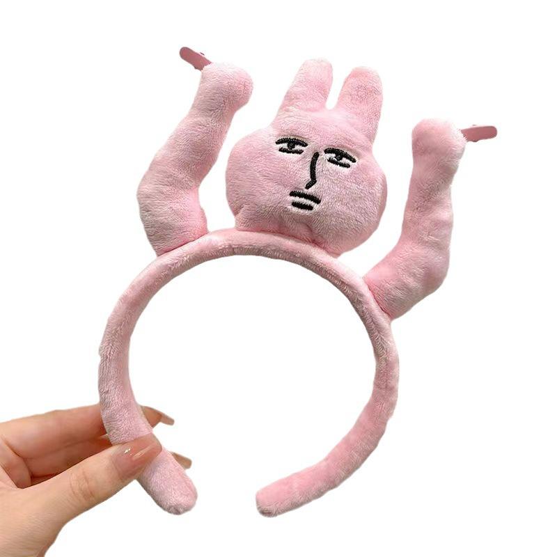 2024 Korean Cute Pink Rabbit Headband & Hair Clip Set