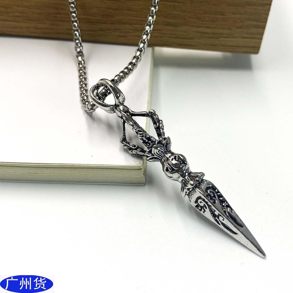 Titanium Steel Halloween Pestle Hip Hop Necklace Fashion Hip-Hop Sweater Chain Stainless Steel Statement Accessories